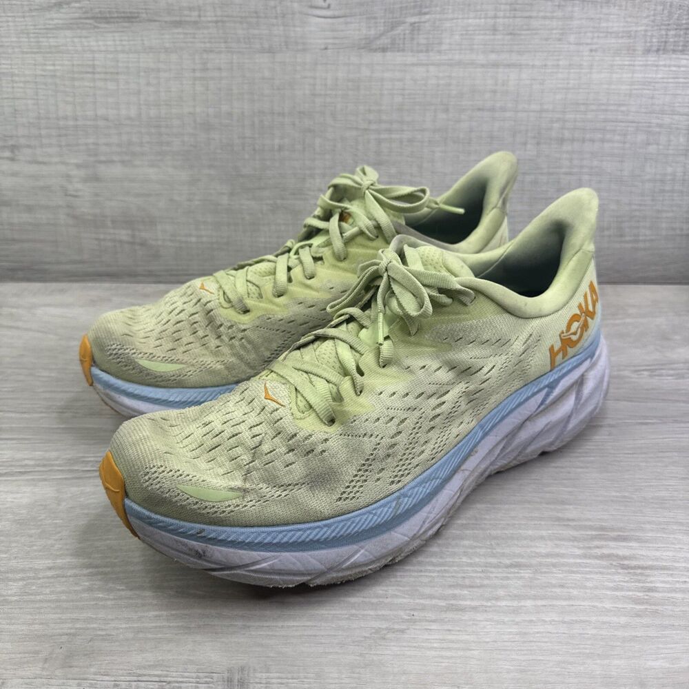 Hoka One One Mens Clifton 8 Green Running Shoes Sneakers Size 10D